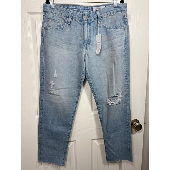 NWT AG Adriano Goldschmied Ex-Boyfriend Slouchy Slim Fit Light Wash Distressed - Picture 1 of 8